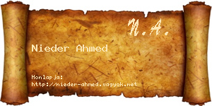 Nieder Ahmed névjegykártya